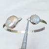 Natural Moonstone & Pearl Bangle 925 Sterling Silver Adjustable Bracelet