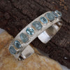 Raw Aquamarine Blue Topaz Cuff Bracelet 925 Sterling Silver Handmade