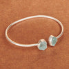 Brush Finish Matte Finish Bracelet Natural Raw Aquamarine Bangles 925 Sterling Silver