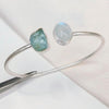 Natural Aquamarine & Moonstone Bangle 925 Sterling silver Matte finish Brush Finish Bangle