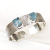 Aquamarine Crystal Cuff Bangle 925 Sterling silver Handmade Cuff Bracelet