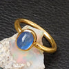 Natural Blue Kyanite Ring 925 Sterling Silver Yellow gold plated Ring Blue Kyanite Ring