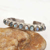Natural Aquamarine & Moonstone Bangle 925 Sterling Silver Cuff Bracelet