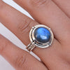 Natural Labradorite Ring 925 Sterling Silver Unique Handmade Ring