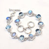 Natural Moonstone Blue Topaz Bracelet 925 Sterling Silver Handmade