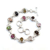 Natural Multi Tourmaline Bracelet 925 Sterling Silver Tourmaline