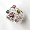 Natural Multi Tourmaline Ring 925 Sterling Silver Tourmaline Ring