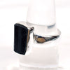 Natural Raw Black Tourmaline Ring 925 Sterling Silver Raw Tourmaline Ring