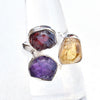 Natural Multi Stone Ring Multi Raw Gemstone Ring 925 Sterling Silver Raw Crystal Rings
