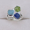 Natural Multi Raw gemstone Ring 925 Sterling Silver Handmade Rings