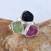 Natural Multi Tourmaline Ring Raw Tourmaline Crystal Ring 925 Sterling Silver Ring