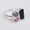 Natural Raw Tourmaline Ring 925 Sterling Silver Multi Tourmaline Ring Handmade