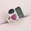 925 Sterling Silver Tourmaline Ring Natural Multi Tourmaline Ring Tourmaline Crystal Rinig