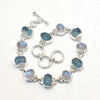 Natural Aquamarine & Moonstone Bracelet 925 Sterling Silver Handmade Bracelet
