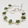 Natural Raw Peridot Bracelet 925 Sterling Silver Raw Peridot Crystal Bracelet