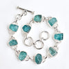 Natural Raw Green Apatite Bracelet 925 Sterling Silver Apatite Crystal Bracelet