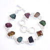 Multi Tourmaline Bracelet, Raw Tourmaline Bracelet 925 Sterling Silver Multi Raw Tourmaline