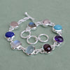 Natural multi Gemstone Bracelet 925 Sterling Silver Multi Color Bracelet