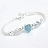 Natural Rainbow Moonstone & Aquamarine Bracelet Handmade Silver Bracelet