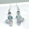 925 Sterling Silver Blue Topaz Moonstone Aquamarine Earring Handmade