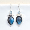 Natural Labradorite Blue Topaz Earring 925 Sterling Silver Multi Stone Earring