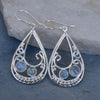 Natural Rainbow moonstone Earring 925 Sterling Silver Handmade