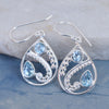 Natural Blue Topaz Earring Gift Topaz Earring 925 Sterling Silver Handmade