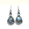 Natural Labradorite Blue Topaz Earring 925 Sterling Silver Multi Stone Earring