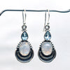 925 Sterling Silver Rainbow moonstone & Blue Topaz Earring