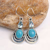 Natural Sleeping Beauty Turquoise Blue Topaz Earring 925 Sterling Silver Handmade