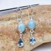 Natural Larimar & Blue Topaz Earring 925 Sterling Silver Larimar Earring