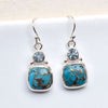 Blue Copper Turquoise Earring, 925 Sterling Silver Turquoise Earring Handmade