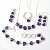 Natural Raw Amethyst Jewelry Set 925 Sterling Silver Handmade Jewelry Set