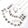 Natural Herkimer Diamond Jewelry Set 925 Sterling Silver Diamond Crystal