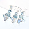 Rainbow Moonstone Aquamarine Blue Topaz Jewelry Set Multi Stone Jewelry Set