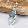 Natural Multi Stone pendant 925 Sterling Silver Pendants Handmade