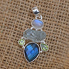 Natural Multi stone Pendant 925 Sterling Silver Handmade Pendants