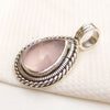 Natural Rose quartz gemstone Pendant 925 Sterling Silver Handmade Pendant