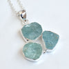 Natural Raw Aquamarine Pendant 925 Sterling Silver Handmade Pendants