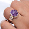 Natural Raw Amethyst Crystal Ring 925 Sterling Silver Purple Amethyst Ring