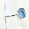 Natural Raw Aquamarine Ring Birthstone Aquamarine Ring 925 Sterling Silver