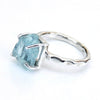 925 Sterling Silver Prong Ring Hammered Silver Ring Aquamarine Birthstone