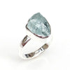 Natural Raw Aquamarine Crystal Ring 925 Sterling Silver Aquamarine Jewelry