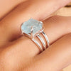Birthstone Aquamarine Ring 925 Sterling Silver Prong Ring Raw Aquamarine Crystal
