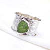 Natural Raw Peridot Ring 925 Sterling Silver Peridot Birthstone Ring Silver band Ring