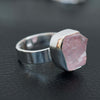 Rose quartz Ring Pink Rose quartz Ring Raw Rose quartz Ring 925 Sterling Silver