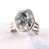 Natural Raw Crystal gemstone Ring 925 Sterling Silver Diamond Crystal