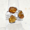 Natural Raw Citrine Crystal Ring 925 Sterling Silver Rough Stone Citrine Ring