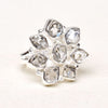 Natural White Herkimer Diamond Ring Cluster Ring 925 Sterling Silver