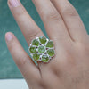 Natural Peridot Ring 925 Sterling Silver Raw Peridot Crystal Ring Handmade